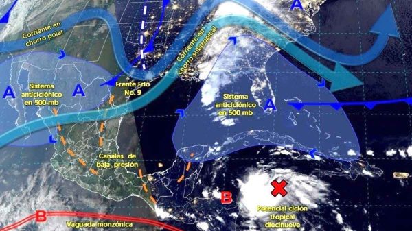 Depresión tropical diecinueve aumenta lluvias en Izabal y Caribe