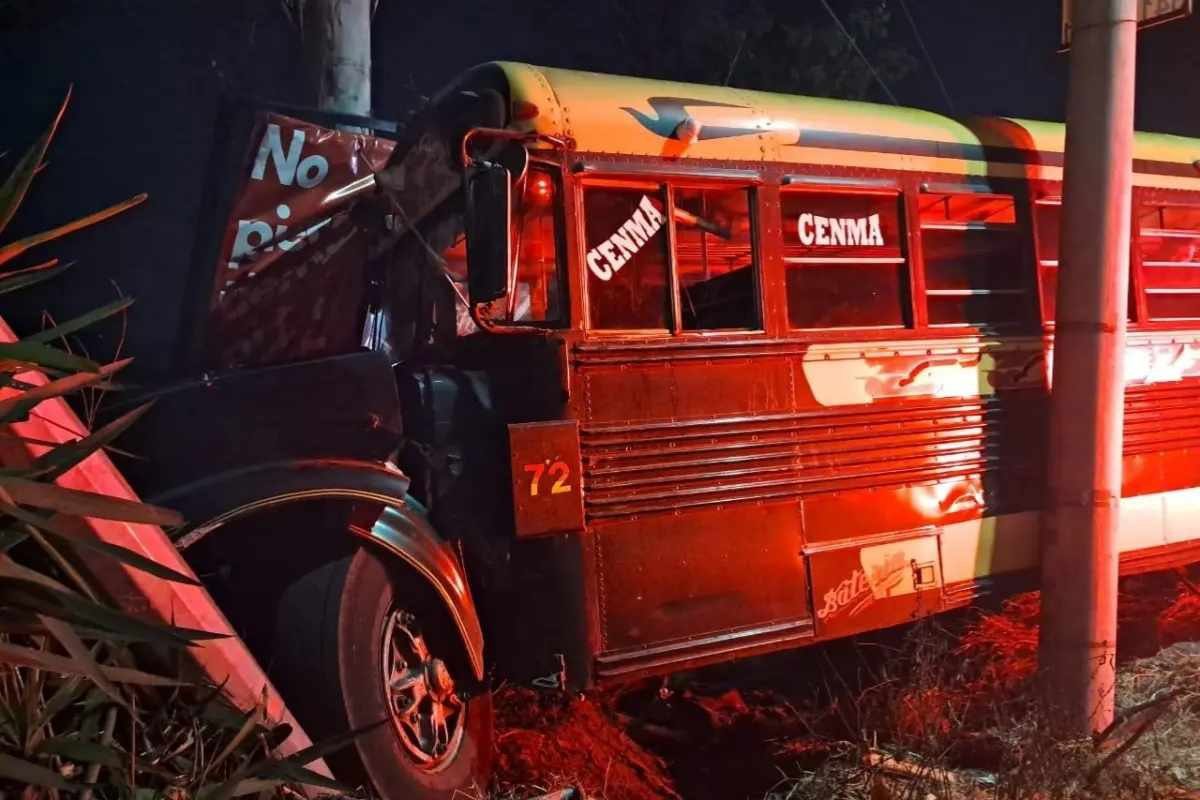 Árbol evita tragedia bus pierde el control en bajada de Villalobos