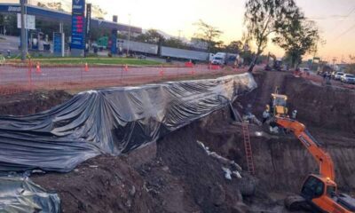 Autopista Puerto Quetzal habilitan dos carriles tras hundimiento