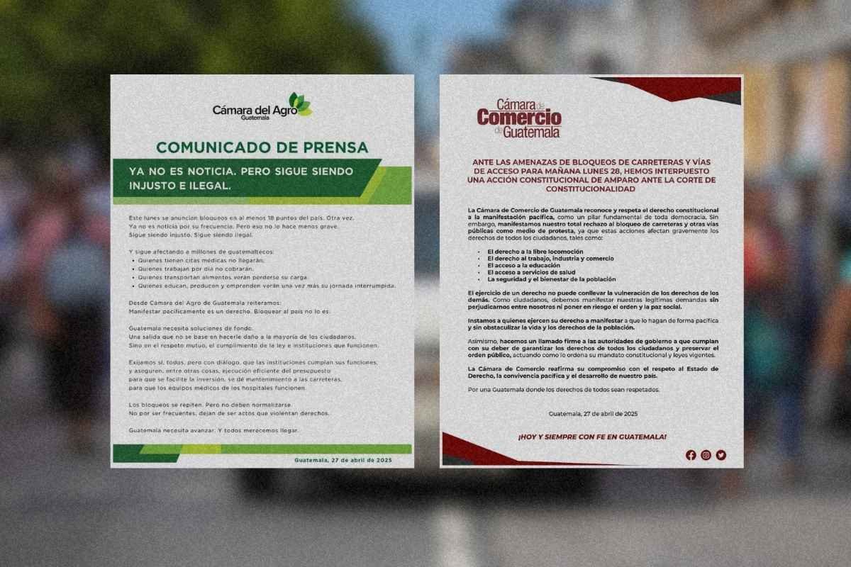 Cámaras empresariales piden respeto a la libre locomoción