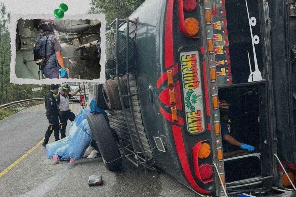 Alarma en Chichicastenango vuelco de bus deja pasajeros en crisis
