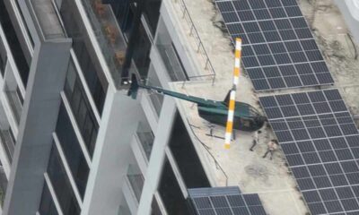 Aterrizaje brusco en zona 15 helicóptero casi cae sobre plaza comercial