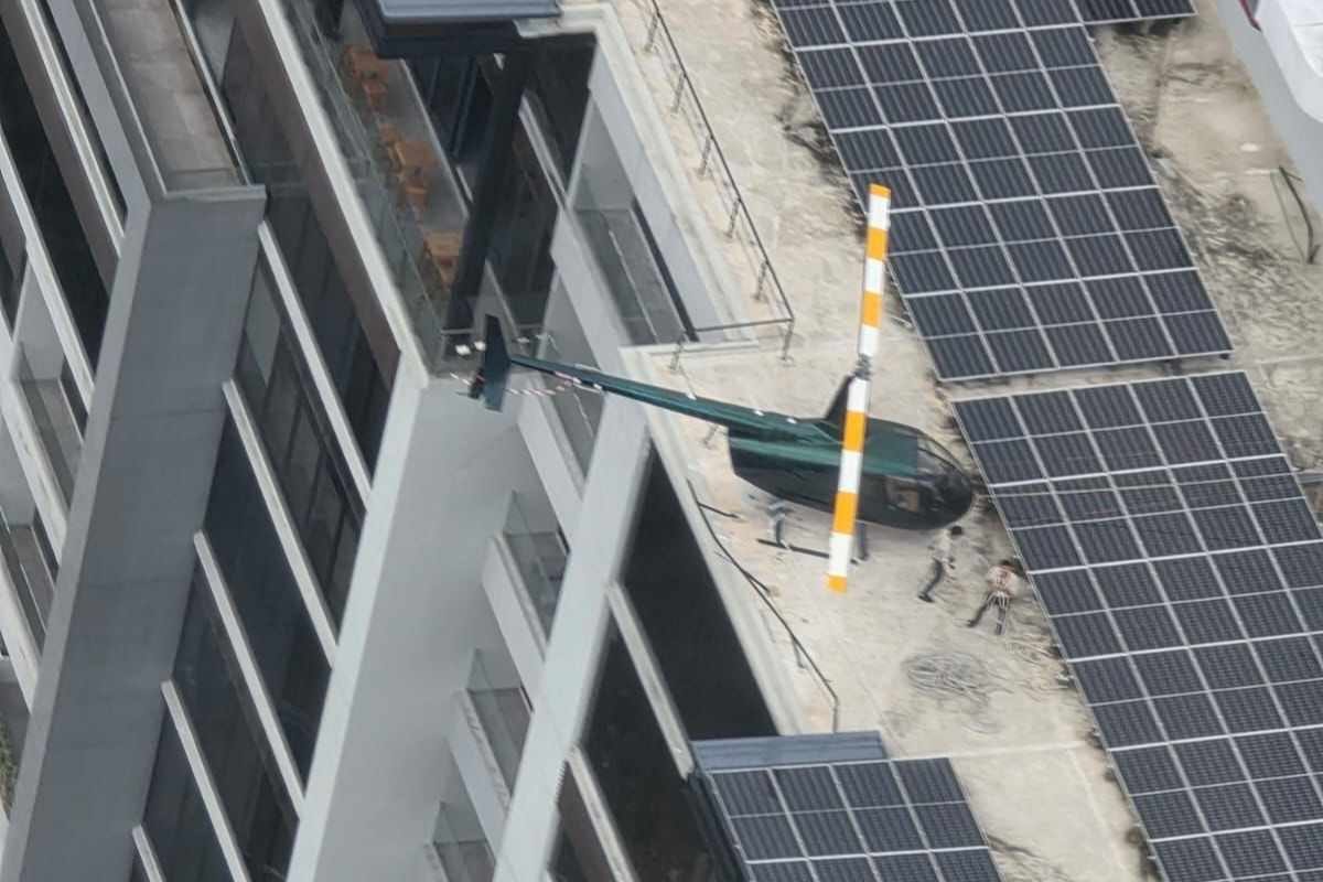 Aterrizaje brusco en zona 15 helicóptero casi cae sobre plaza comercial
