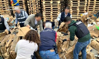 Autoridades españolas incautan récord de cocaína en cartón reciclado proveniente de Guatemala