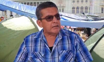 Joviel Acevedo desafía posible desalojo del STEG frente al Palacio Nacional