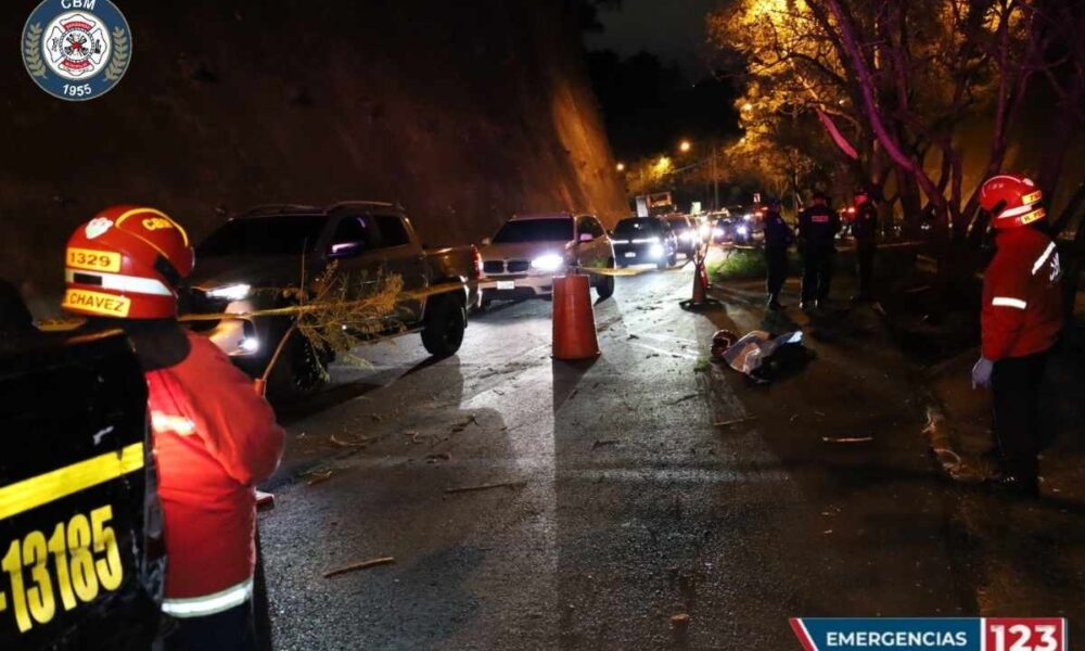 Rama que cayó con el viento mata a motorista en el bulevar Rafael Landívar, zona 16