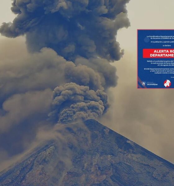 Volcán de Fuego obliga a elevar la alerta en tres departamentos de Guatemala