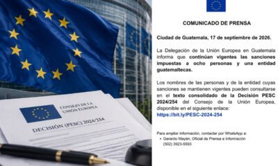 Unión Europea confirma vigencia de sanciones contra ocho guatemaltecos y una entidad
