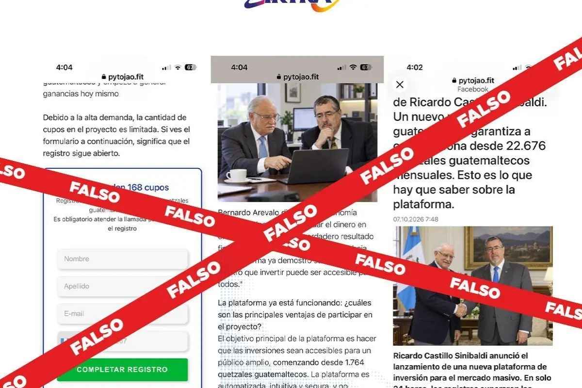 Estafas con IA en Guatemala usan imágenes de Arévalo y Castillo Sinibaldi para ofrecer inversiones