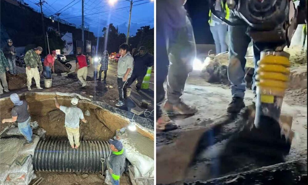 Habilitan paso en la Interamericana tras hundimiento en Mixco
