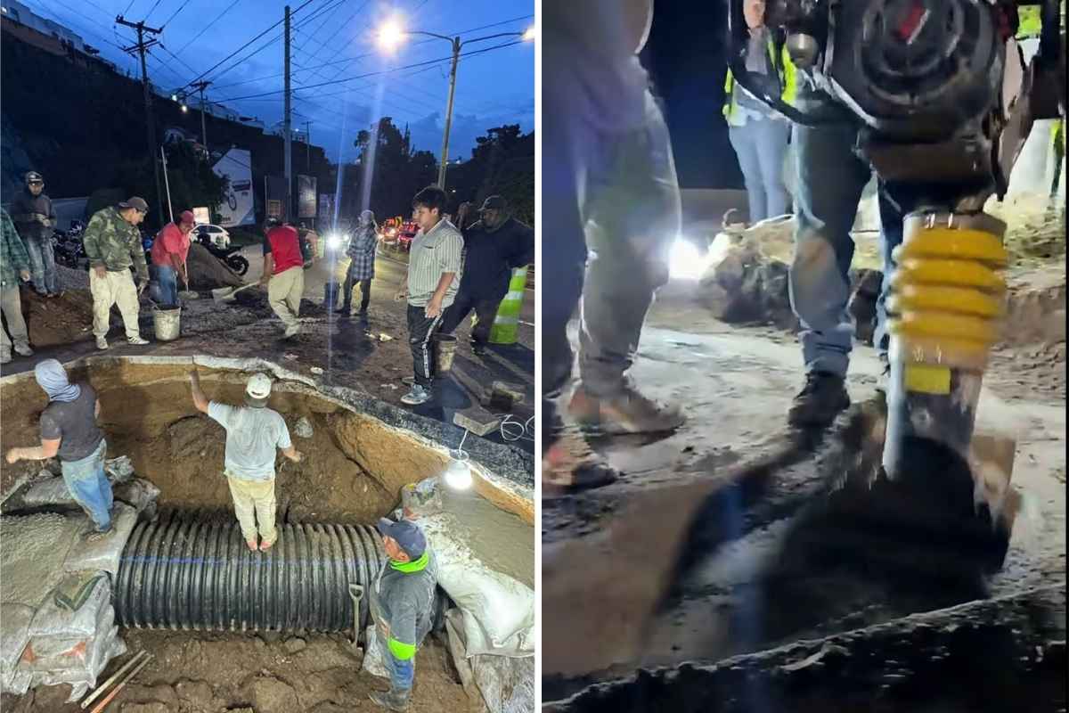Habilitan paso en la Interamericana tras hundimiento en Mixco