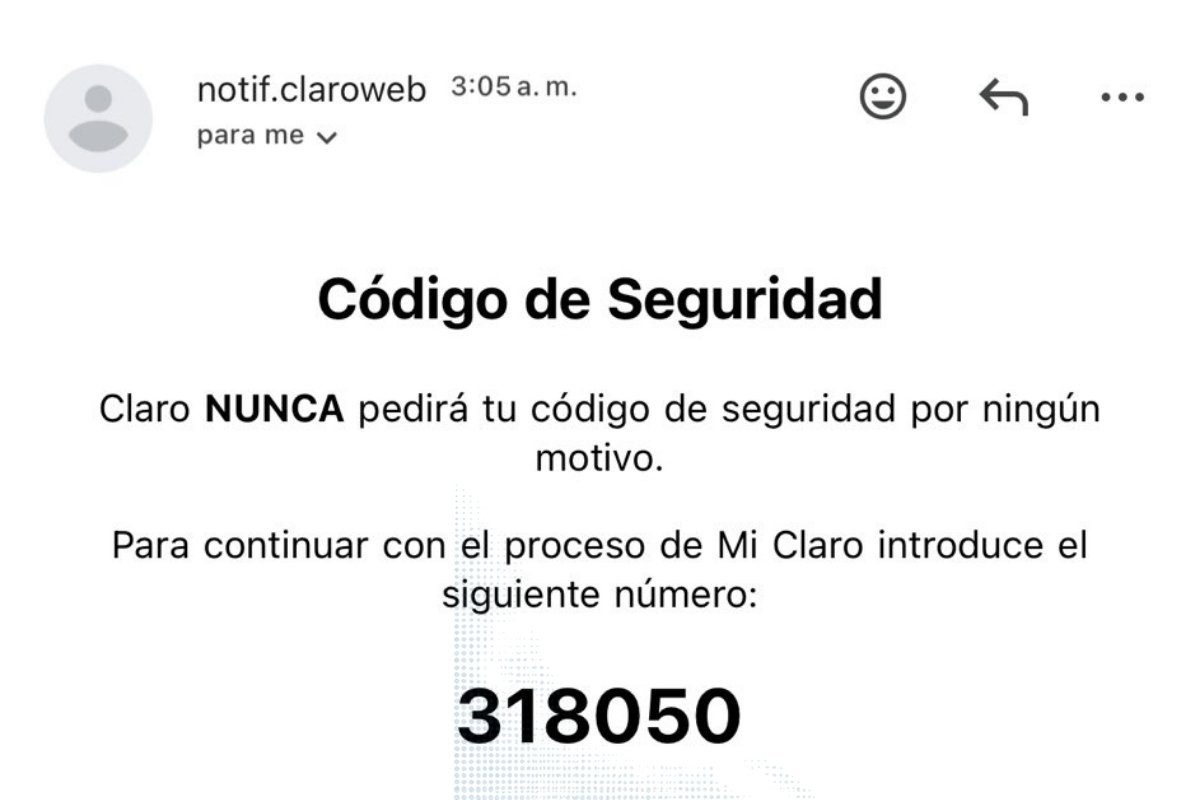 Usuarios de Claro reportan correos con supuestos códigos de seguridad inesperados