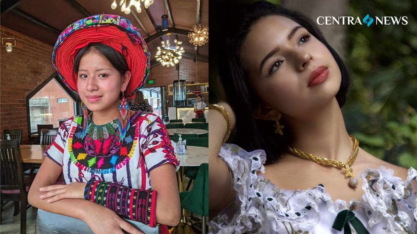 Descripción de la foto para personas con discapacidad visual: En la primera foto, se encuentra Estrella Bitzma, vestida con su traje típico, sentada en una mesa. En la segunda foto, se muestra a Ángela Aguilar en un concierto, luciendo un traje típico mexicano. (Crédito de las imágenes: Estrella Bitzma y Ángela Aguilar)