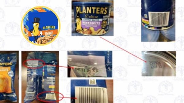 Advierten sobre riesgo de infecciones alimentarias por bacteria en productos de marca PLANTERS