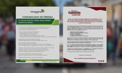 Cámaras empresariales piden respeto a la libre locomoción
