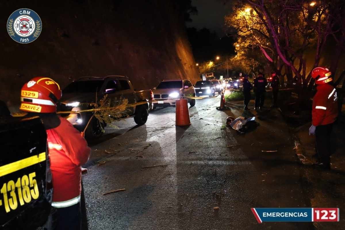 Rama que cayó con el viento mata a motorista en el bulevar Rafael Landívar, zona 16